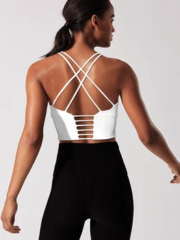 

Yoga Bra Solid Spaghetti Straps Yoga Gym Crop Tops Women Quick Dry Running Sport Bras Wireless Fitness Jogger Vest Tank Tops