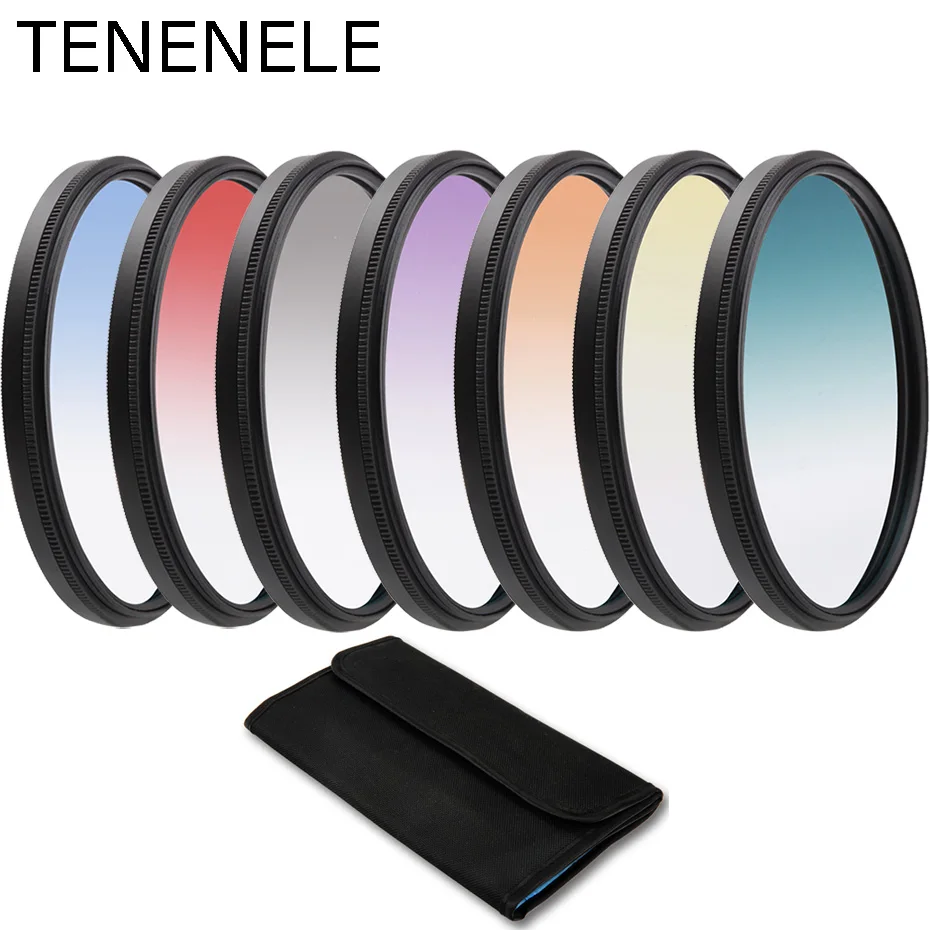 

TENENELE Gradient Color Camera Filter Set 49 52 55 58 62 67 72 77 82 mm Lens Filters Kit For Nikon Sony Canon Pentax DLSR Camera