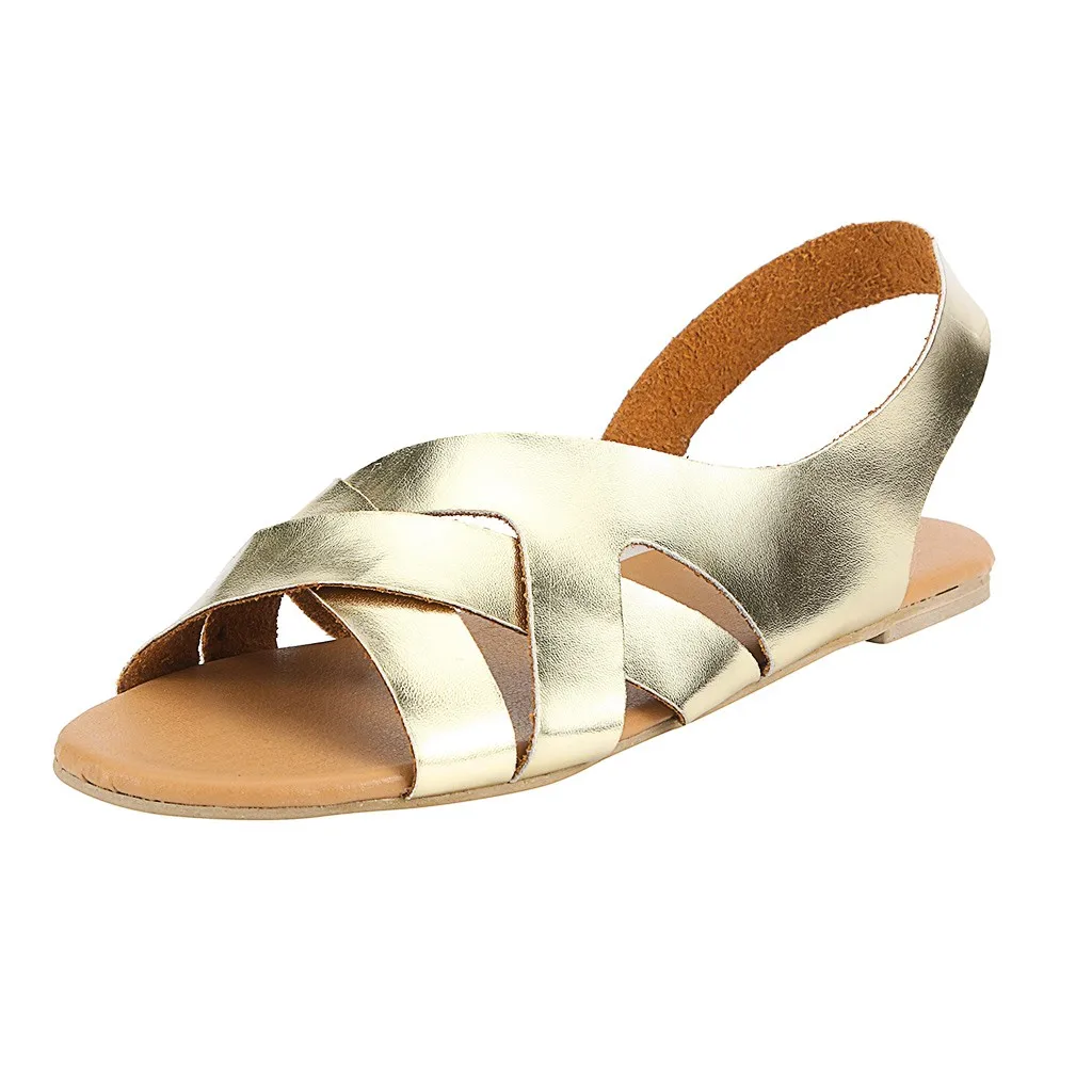Женские летние сандалии в римском стиле; Пляжные Шлепанцы из пеньковой веревки на плоской подошве для студентов; сандалии с открытым носком; обувь - Цвет: Glod