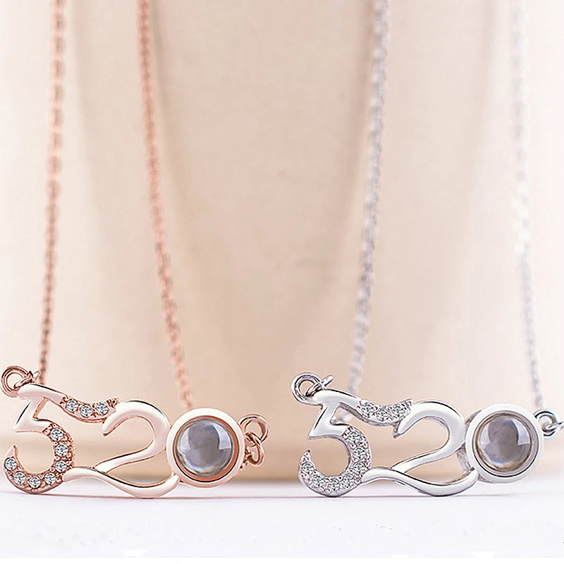 Romantic-100-languages-Necklace-Rose-Gold-Silver-I-love-you-Projection-Pendant-Necklace-520-Love-Memory