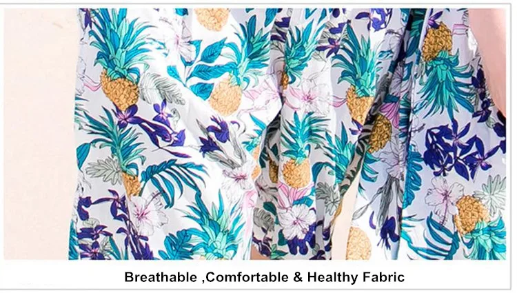 Family Matching Clothing Bohemian Pineapple Printed Mother Daughter Dress Dad Son Boys Tshirts And Shorts 27