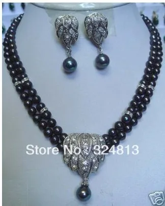 

Black pearl necklace earring pendant sets Ketten