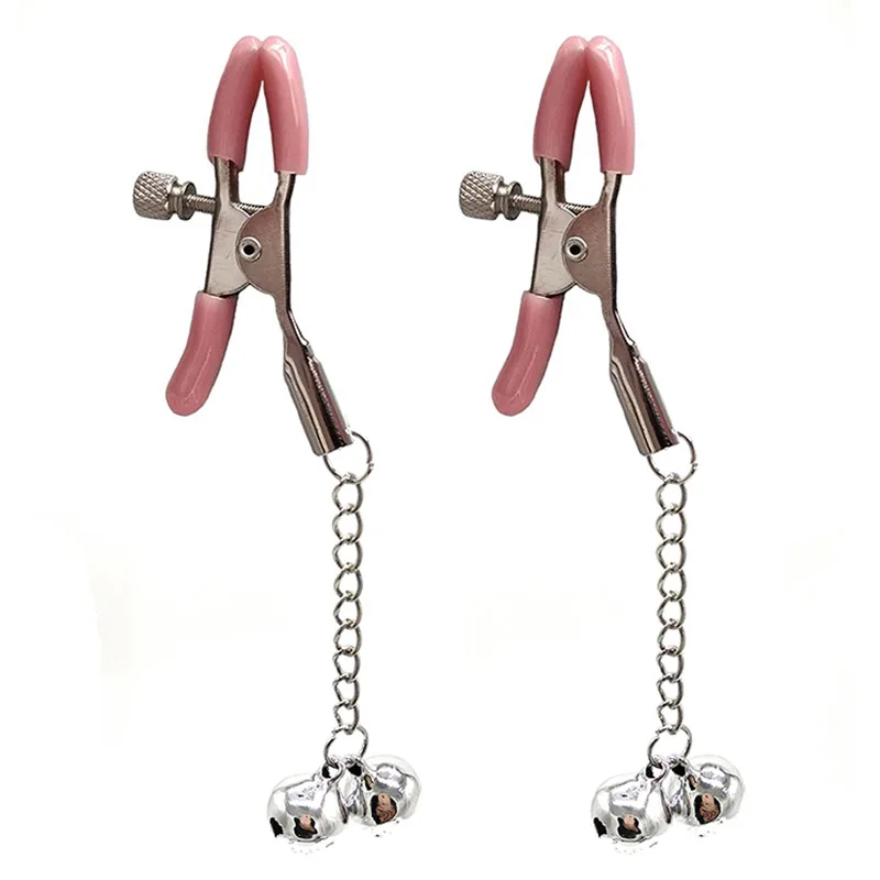 1 Pair Metal Nipple Clamps With Bells Short Chain Nipple Clamp Bdsm 