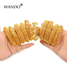 Wando Браслет-манжета и браслеты с арабским цветком золотого цвета для женщин и мужчин свадебных браслетов винтажная Этническая бижутерия