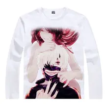 Ken Kaneki Camiseta medio-ghoul Camiseta de calor transferido de mangas Largas camisetas anime Fan kawaii costumet camisetas hombres camisas de Anime de un