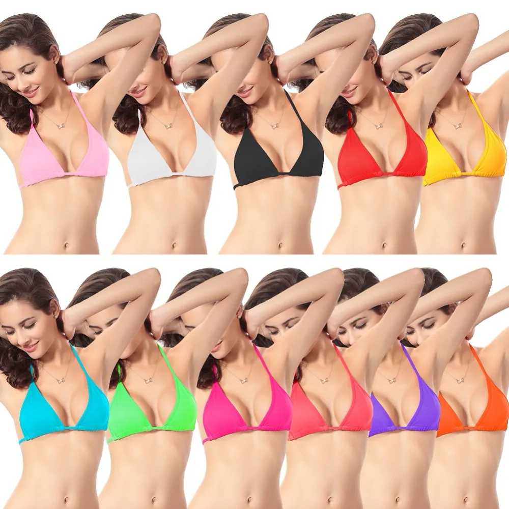 

Sexy Swimwear Women Bikini Top UnPadded Bra Underwire Thong Bikini Solid Bathing Suit Push Up Maillot De Bain Femme