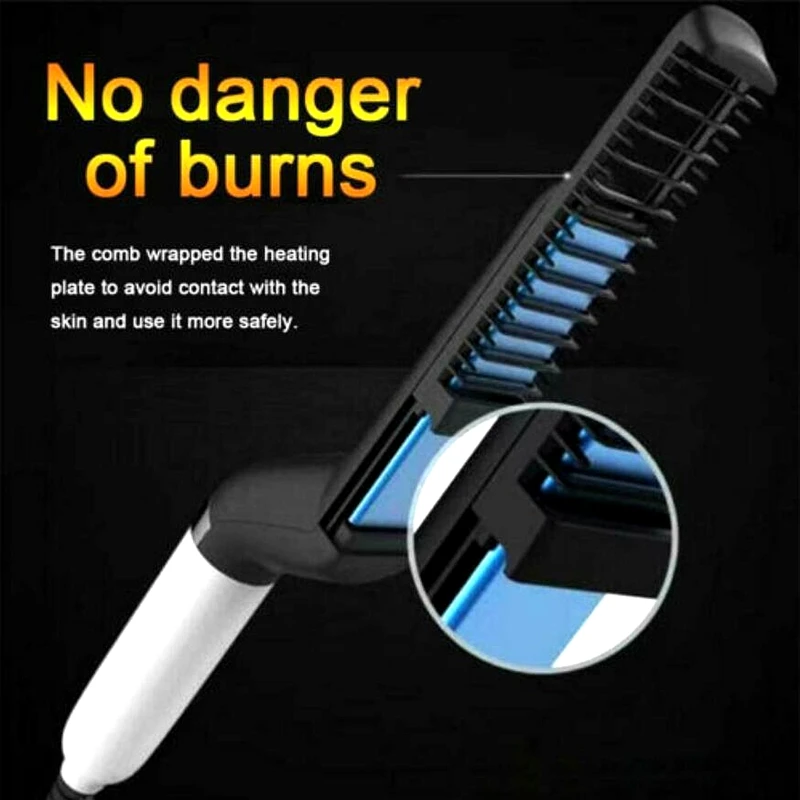 

Multifunctional Men Hair Comb Quick Beard Straightener Curling Curler Show Cap Men Beauty Hair Styling Tool with Gift Box Pack