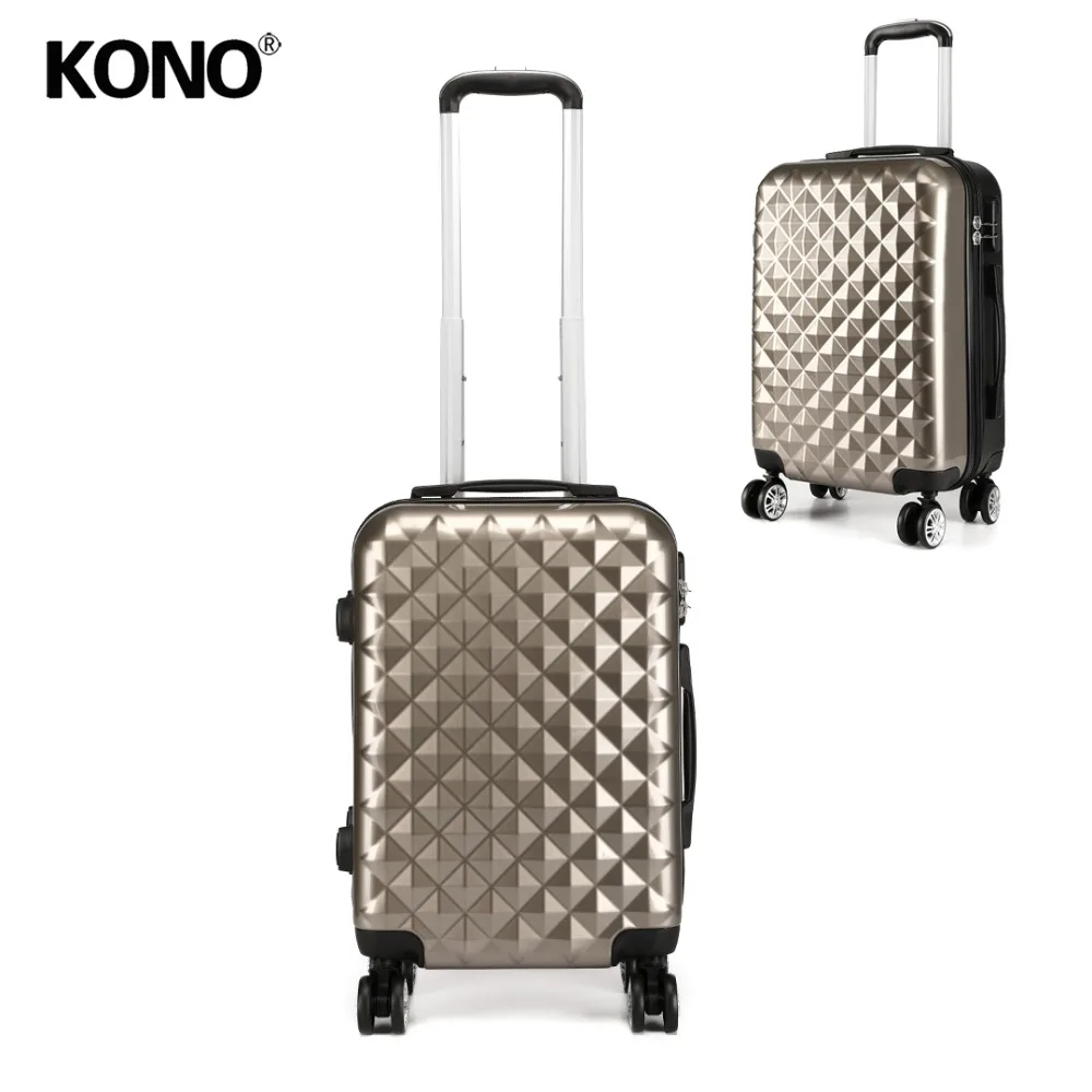 

KONO Luggage Hardside Spinner Suitcase Carry-on Trolley Case Travel Bag 4 Wheels PC + ABS Lightweight Gold Diamond 20" YD1992