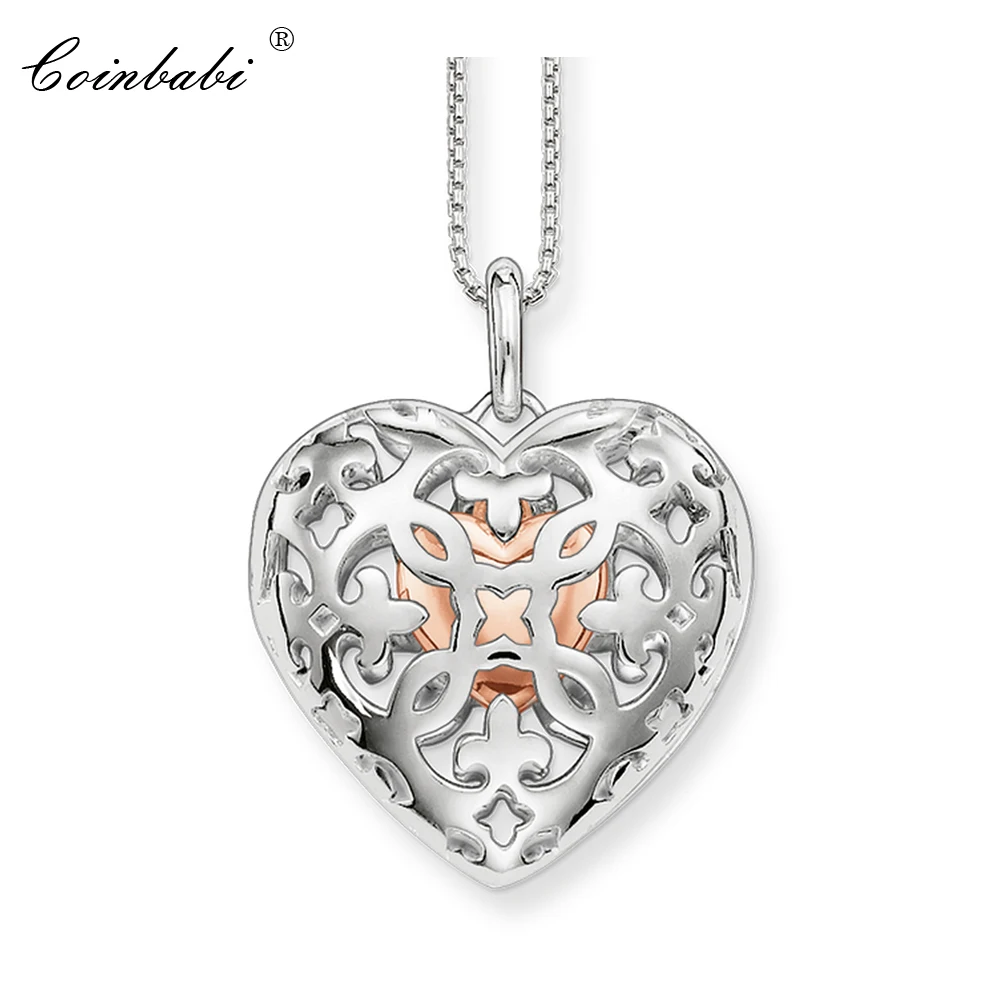 

Necklace Heart Medallion Link Chain Soul Romantic Gift For Women, Thomas Style Glam TS 925 Sterling Silver Fashion Jewelry