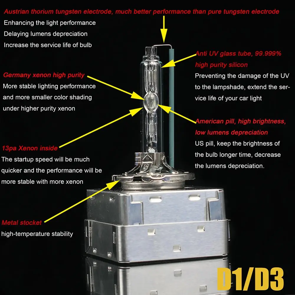 HID ксеноновая лампочка D1S D2S D3S D4S D2R D4R 4300 K 6000 8000 10000 Автомобильные фары Высокая