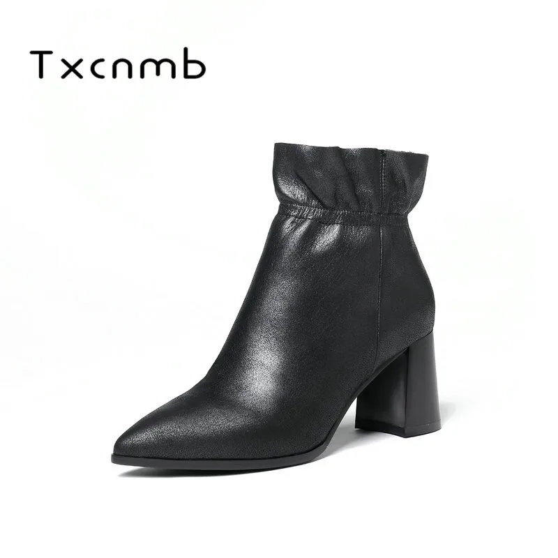 

Salu Ankle Boots High Quality Genuine Leather Shoes Black Handmade Boots Size 10 11 12 Autumn Boots 2019