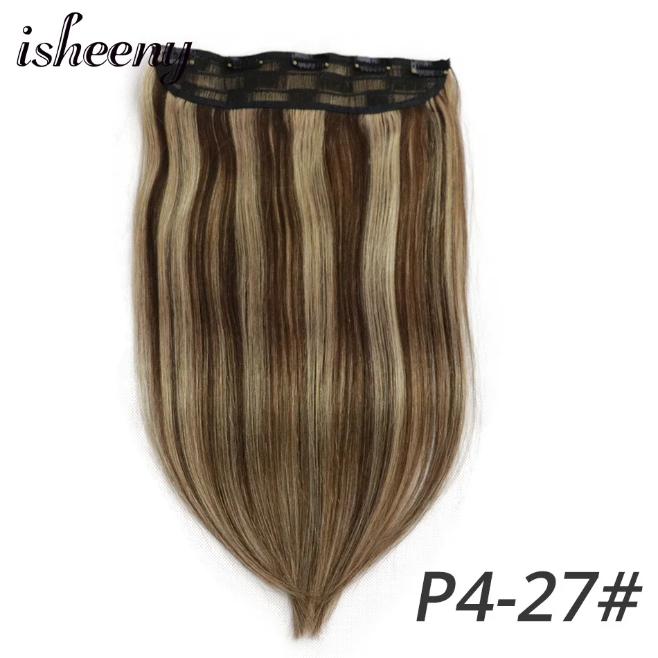 Isheeny 14 "18" 22 "Клип в одном бразильские волосы на заколках зажимы Tic Tac 5 клипов remy волосы кусок Прямой зажим человеческих волос для наращивания