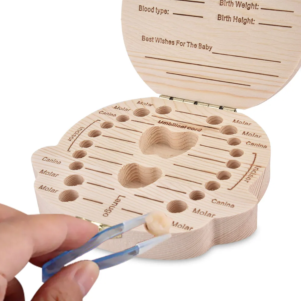 Wooden Tooth Storage Box For Grown Up Baby Kids Tooth Box Organizer Storage Box For Baby Milk Teeth Collect Organizer