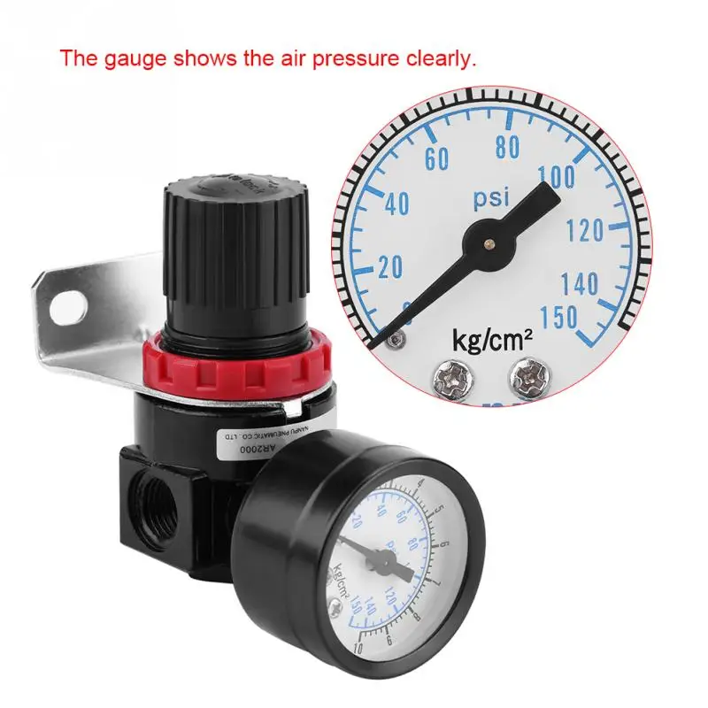 Alupre G1 4 pneumatische Regulator Einstellbare Luftdruck Kompressor Regelventil mit Manometer Bracket 