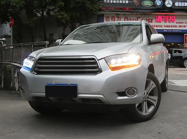 2 шт., 2008, 2009, 2010, год, фара для Toyota, фара highlander, все, светодиодный, динамический, DRL, головной светильник, highlander, Дневной светильник