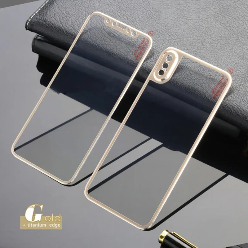 

2pcs/lot Front+Back Titanium Alloy Metal Tempered Glass For iPhone XS Screen Protector Full Cover Screen Film For iPhone XS Max