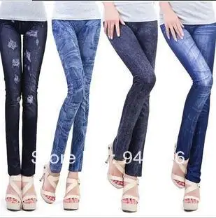 2013 Hot ! Free shipping Seamless printed stretch leggings mitation Jeans Printed Leggings | Женская одежда