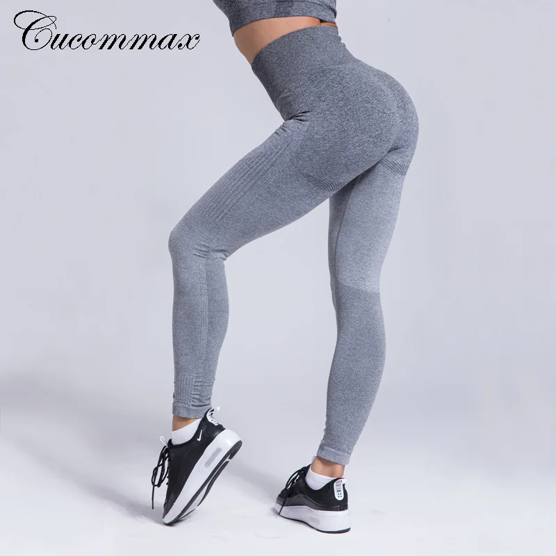 Cucommax женские с высокой талией для йоги брюки Бесшовные Спортивные Леггинсы постепенная цветная тренировочные колготки для спортзала Фитнес Леггинсы