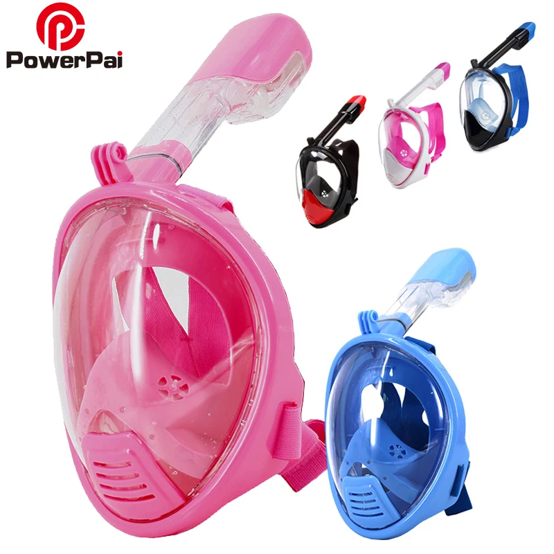 PowerPai Professional kids Snorkel Diving Mask Set Children Swimming Training Full Face Mask
