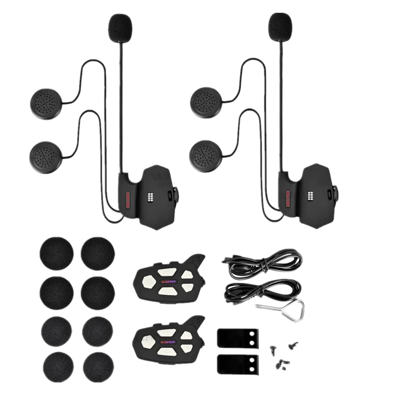

Large Volume Moto Bluetooth Helmet walkie-talkie Motorcycle Bluetooth Intercom 1000M Interphone new 2PCS Built-in FM Radio