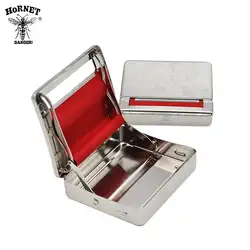 Серебряный Металлическая машинка для сворачивания кейс для хранения с Красной мягкой ткани для 70 мм сигаретная бумага устройство для