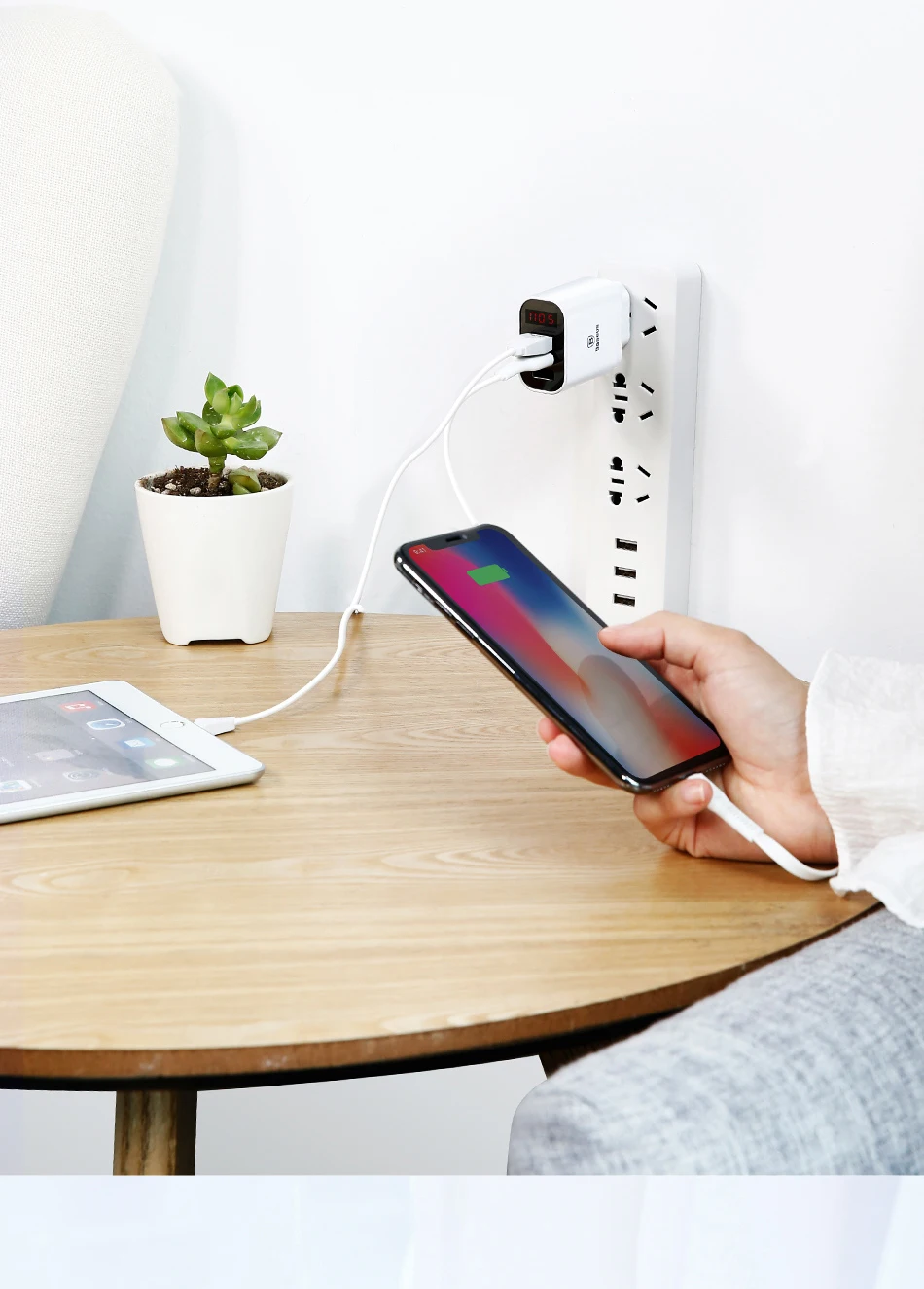 Baseus Nrt Dy035 3 Port Usb Charger For Iphone Xr Xs Led Display