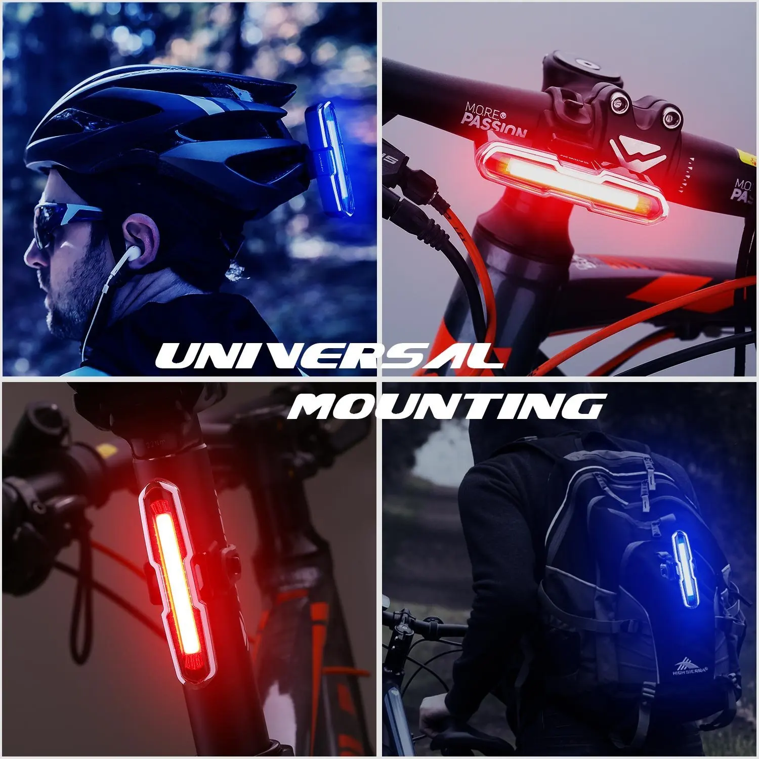 Cheap Bike Tail Light Ultra Bright Bike Light USB Rechargeable LED Bicycle Rear Light 5 Light Mode Headlights with Red + Blue 6