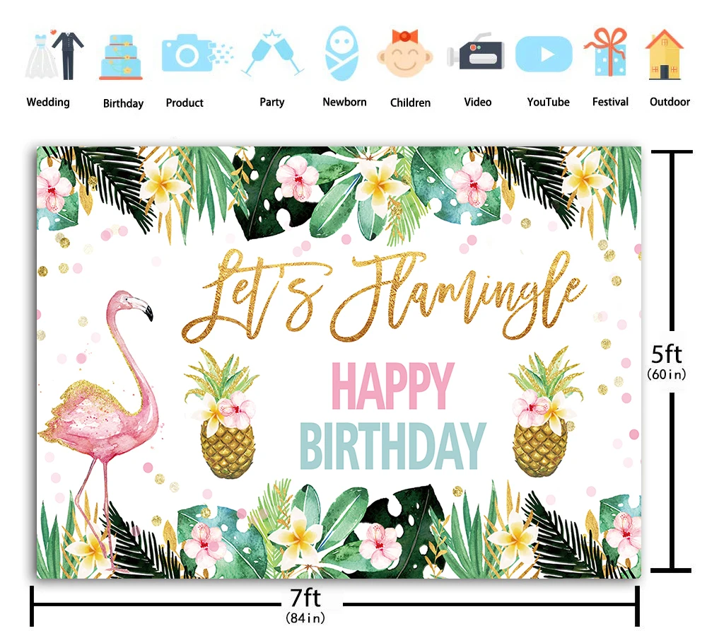 Let's Flamingle Вечерние Декорации Гавайская тропическая фотография на день рождения Декорации для торта и стола украшения для свадебной вечеринки