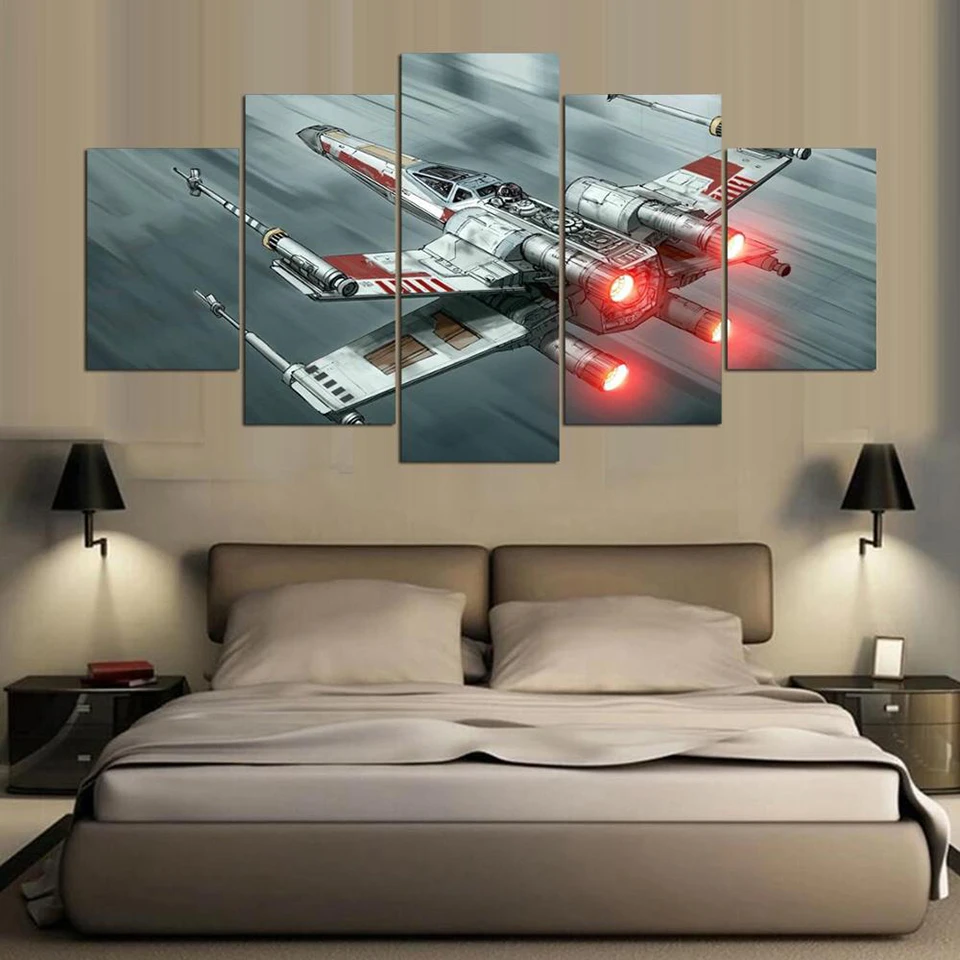 

Star War Wall Art Canvas Painting Home Decor Artwork Science Fiction Movie HD Print 5 Piece Canvas Wall Art For Living Room