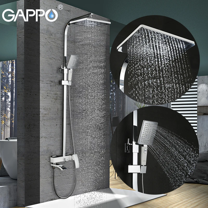 Torneira de Bronze Torneira da Banheira Cabeça de Chuveiro de Parede Gappo Banheiro Chuveiro Grupo Torneira Misturadora Cachoeira Chrome Shower Tap Ga2407-8