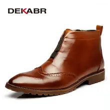 DEKABR New Arrival Genuine Leather Men Boots Fashion Bullock Style Men Short Boots Comfortable Men High Top Ankle Boot Shoes Men