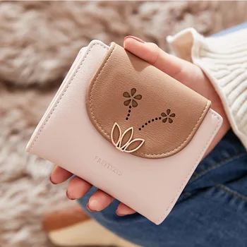 

Fashion Women Wallets Female Hasp Small Wallet Short Purse Holders Multifunction Coin Purse Printing Flower For Credit Cards