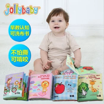 

Sozzy Hot Sales 4Pcs/Set Infant Cloth Book Toys Soft Educational Fruit Vegetable Vehicle Shape Color Book Cloth Book PP Cotton