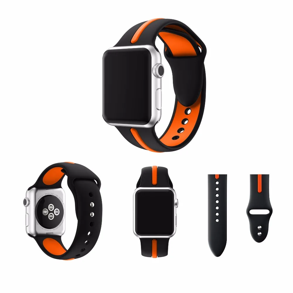 Двухцветный силиконовый ремешок для Apple Watch одинаковый watch новый часов 38 мм/42