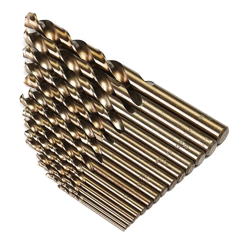 

15pcs Cobalt Drill Bits Wood Working HSS Co Steel Straight Shank 1.5-10mm Twist Drill Bit Power Tools