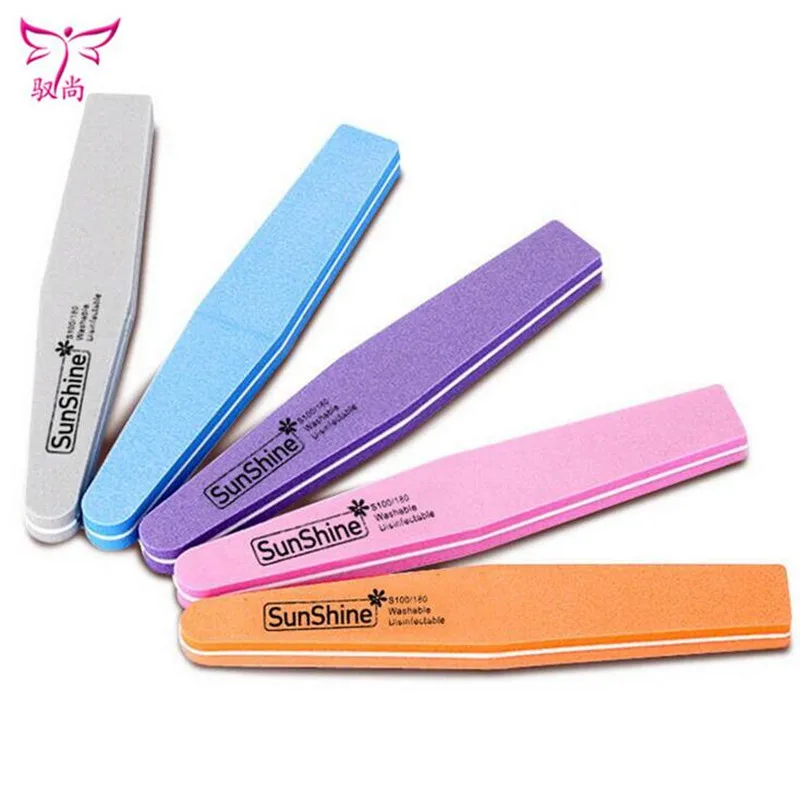5pcs/lot mix color sunshine nail file sponge diamond nail buffer file washable 100/180 nail buffer for nail finger polish