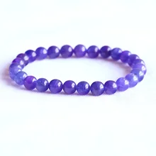 AAA Высокое качество Натуральная Танзания Прозрачный Фиолетовый Синий танзанит стрейч отделка браслет круглые бусины 6,5 мм 05077