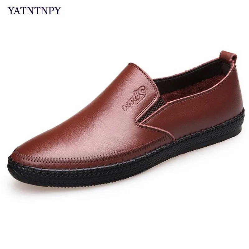 

YATNTNPY Comfortable Men's Shoes ,Good Quality Shoes For Man ,Soft Cow Split leather shoes Casual Flat Sneakers Male Moccasins