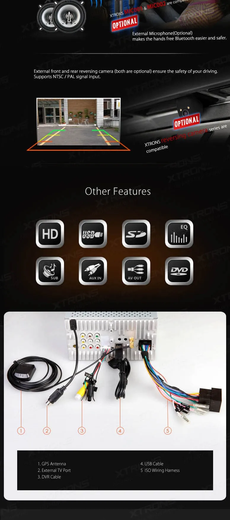 Discount XTRONS 7" 2 Din Car DVD player with GPS Navigation Universal Stereo CD Radio Player 7" Touch Screen 1080P 3G DVR Video Head Unit 7