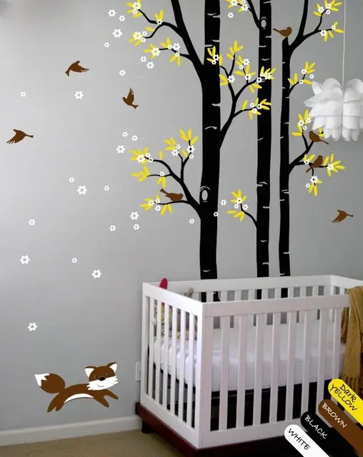 Aliexpress com Buy Tree wall decal fox birds wall decals Aliexpress com Buy Tree wall decal fox birds wall decals