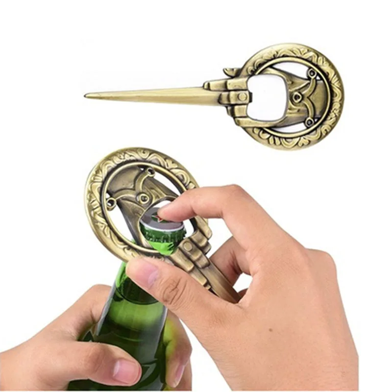 

Game Of Thrones The Hand of the King Bronze Silver Metal Bottle Opener 2019 Fashion Hand Keychain Rings Lord Jewelry