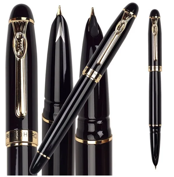

30pcs/lot BLACK  Fountain pen  Hooded Nib HERO 9601 school supplies standard  pens stationery set Free  Shipping
