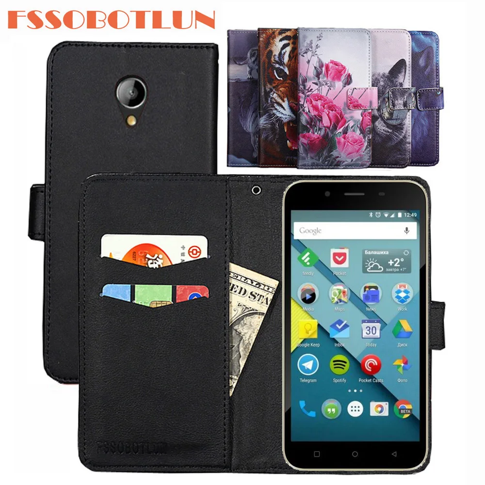 

FSSOBOTLUN For Micromax Canvas Spark 2 Q391 Case PU Leather Retro Flip Cover Shell Magnetic Fashion Wallet Cases Kickstand Strap