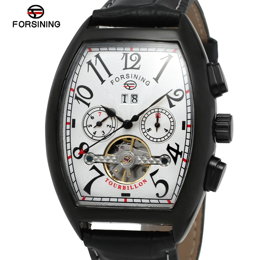 Forsining Men s Watch High End Automatic Calendar Geniine Leather Strap Tourbillion New Arrival Wristwatch Color