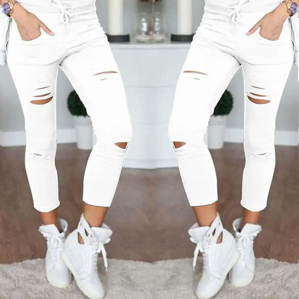 black ripped joggers womens