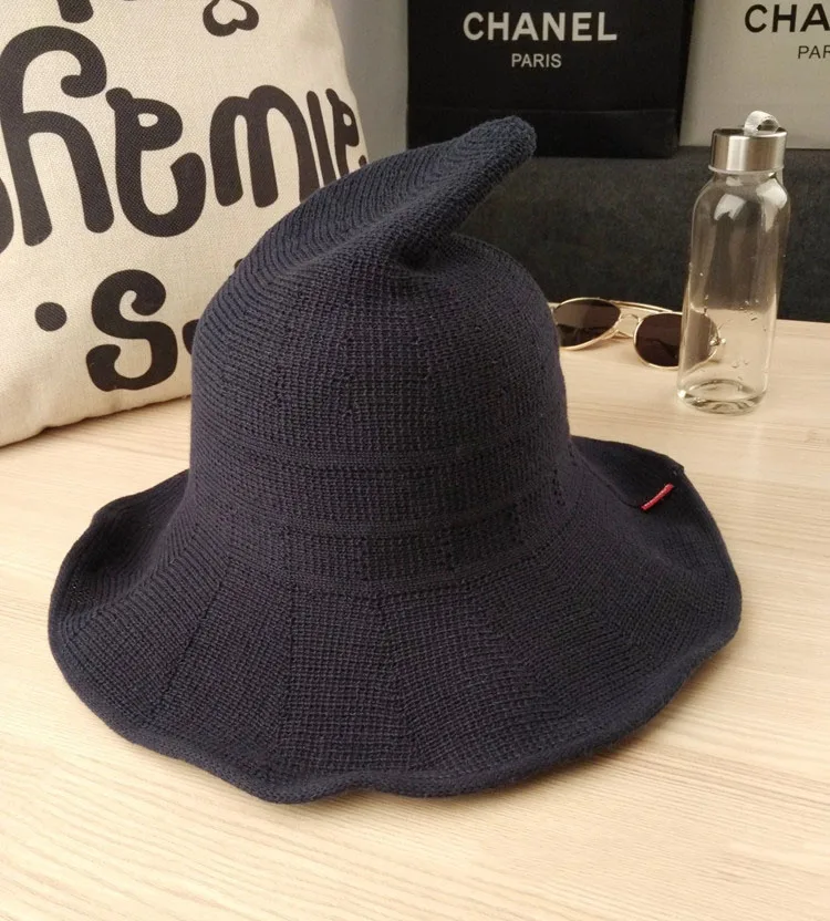 Новинка Хэллоуин Fedora Шляпа женская Ведьма хлопок вязаная шляпа путешествия пляж праздник широкие полями ведро шляпа рыбака