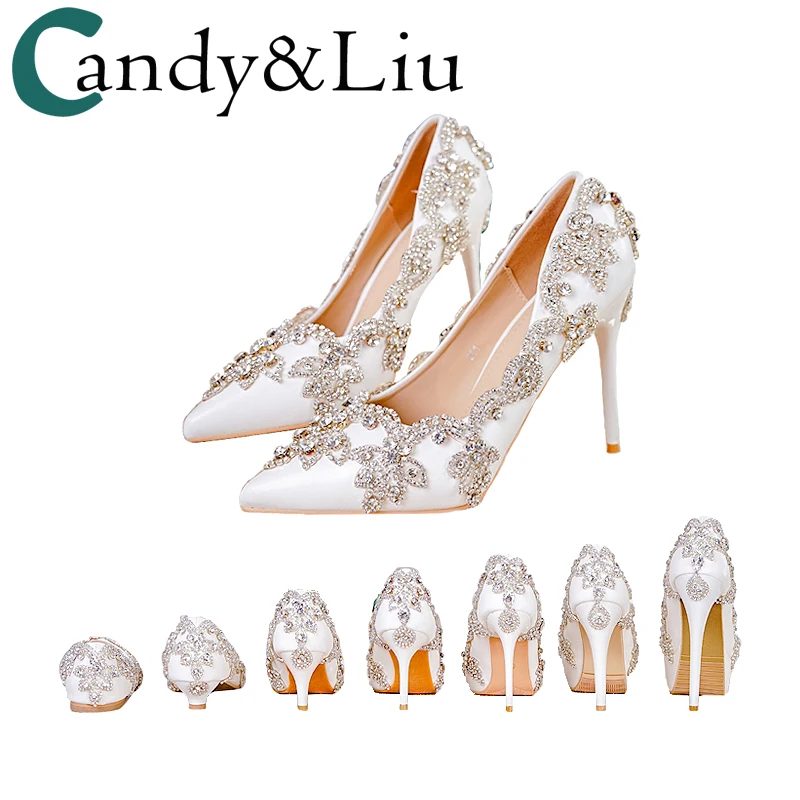 white high heels with diamonds