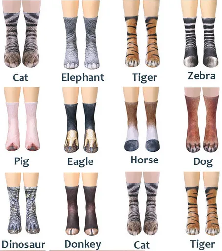 Funny Animal Crew Socks Paw Feet Sublimated Print Novelty Adult Women Men  2018 New Sexy Warm Sock|warm socks|crew sockssock paws - AliExpress