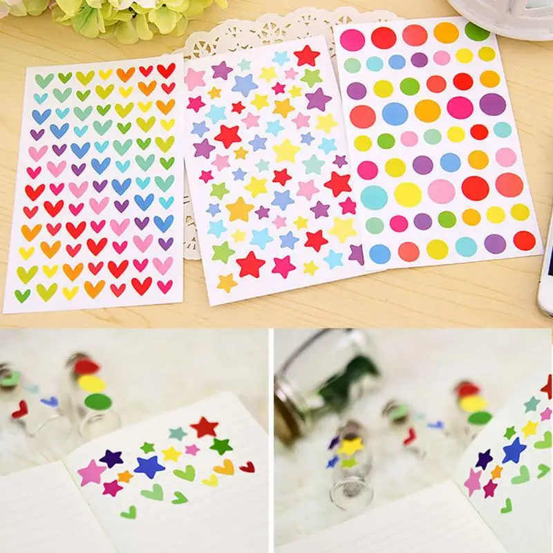 Album Sticker Paper Little Round Dots Lovely School Supplies Scrapbooking Label Cute Love Heart RFID Blocking Diary Decorative