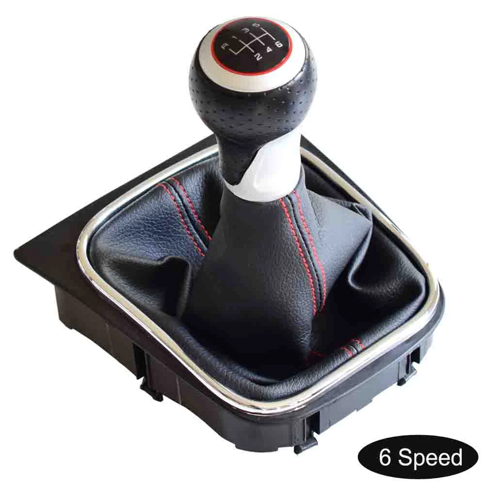 MT gear Stick Рычаг переключения передач ручка переключения с кожаным пылезащитным покрытием для Volkswagen VW Golf5 MK5 R32 для GTI 2005-2009 - Название цвета: 6Speed-boot